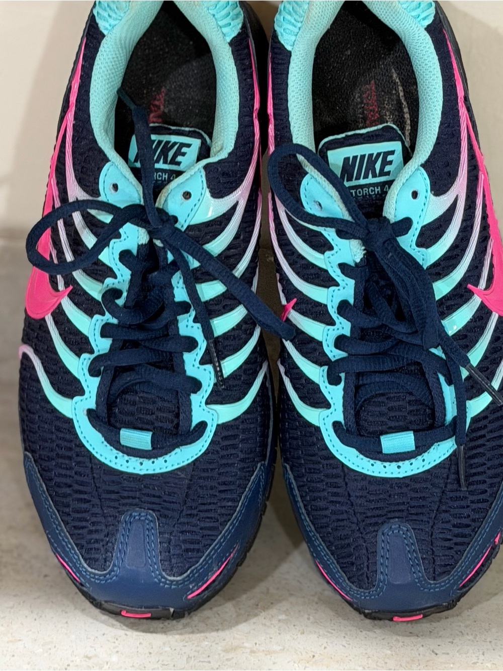 Size 8 Nike Women’s Navy, Aqua & Pink Running Shoes